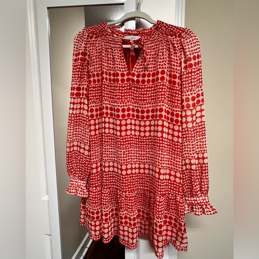 Loft Red and white Dress